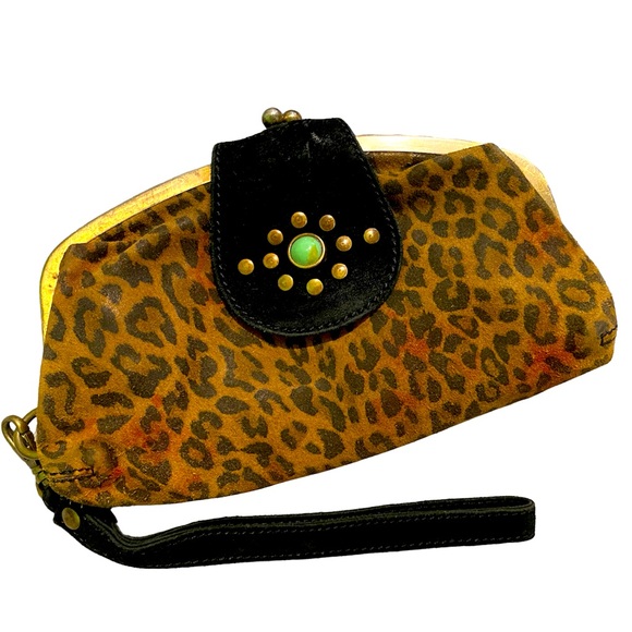 Tasha Polizzi Handbags - Tasha Polizzi Collection Cheetah Print Gold Turquoise Clutch Wristlet Western